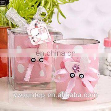 Lovely Pink Glass Candle Holder Girl Baby Shower Decoration Souvenir Gifts