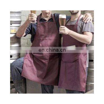 100% cotton vintage apron with pocket in wine red color