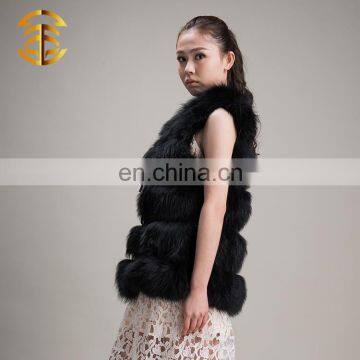 Wholesale OEM Service Genuine Raccoon Women Long Black Fur Vest photo-4