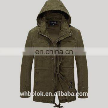 Washed cotton canvas men's jacket blazer multi pockets design with hood jacket