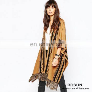 Lightweight Patterned Knit 100% Acrylic Poncho For Ladies