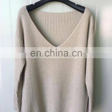 Best Selling Product Women Deep V- Neck Pullover Sweater With Best Quality KMY1107