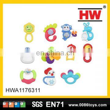 Hot sale musical toy tambourine plastic baby rattle(11 pcs)