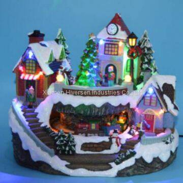 Polyresin Christmas Decoration 13” Led Gingerbread House With Rotating Figurines photo-3