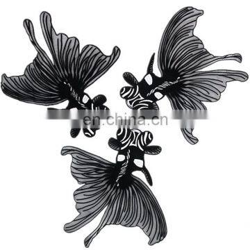 Big Size Custom High Quality Embroidery Patch of Lucky Fish no Backing in Stock,Heat Cut Fun Fish Design Embroidered Patches