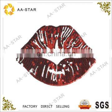 Lip design custom wholesale sequin applique for girls