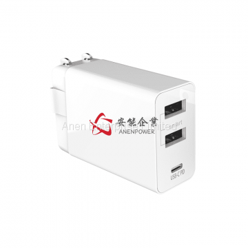 3USB 30W EU Plug Type-C PD Charger , GS CE ROHS Approval PD Adapter , Level VI