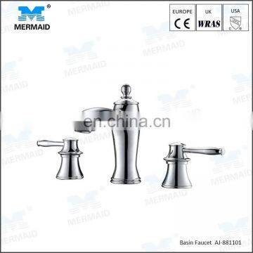 American style 3 hole deck mounted Vessel Sink Lavatory Basin Antique Faucet Classic Mixer Tap Hot and Cold Water