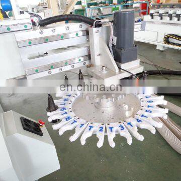 CNC router machine with boring head multi-drill cutter for wood board