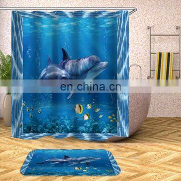 Wholesale Waterproof Curtain Fabric Digital Printing Custom Made Shower Curtain photo-4