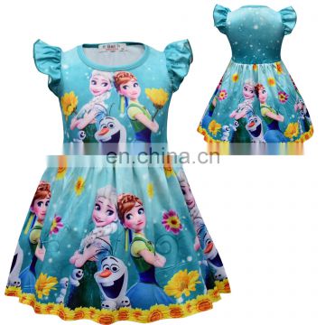 Twirl Dress Sunflower Anna Aisha Princess Dress Kids Girls Flutter Sleeve Milk Silk Dress Boutique Summer Party Girls Clothes