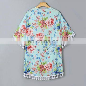 Matching Outfits Mommy & Me Women Boho Style Kimono Oversized Cardigan Family Tassel Beachwear Matching Clothes photo-5