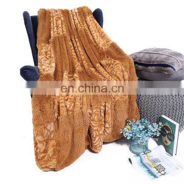 New Design Yellow Real Patchwork Faux Fur Winter Throw Blanket for Bed photo-2