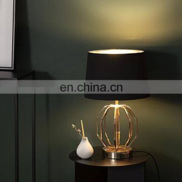 New Arrival Exquisite Metal Base Design Black Cotton Lampshade Modern Bedroom Table Lamp for Hotel photo-3