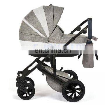 China Manufacturer linen fabric aluminum stroller 3 in 1 with car seat baby stroller combo