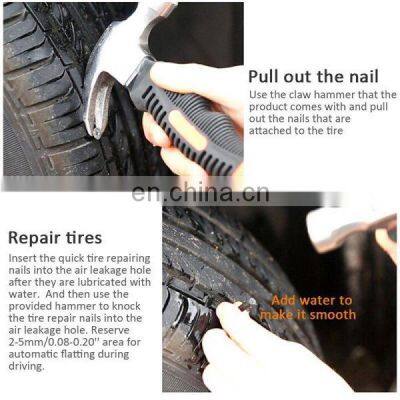 Fast Tire Repair Rubber Nail With Claw Hammer Carry Case