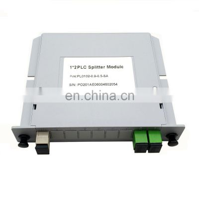 Ftth 1x2 plc box splitter 1x2 steel tube pon plc splitter rack mount fiber optical modular plc splitter