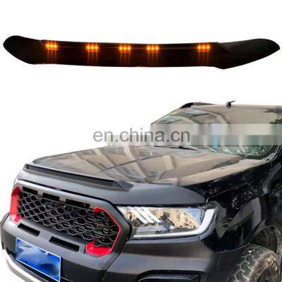 Pickup Accessories Bonnet Guard Front Hood Visor With Leds For Ranger T6 T7 T8 2012 up