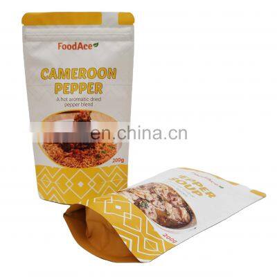 Food grade recyclable material food bags with logo in plastic bags Stand Up Bag with Zipper