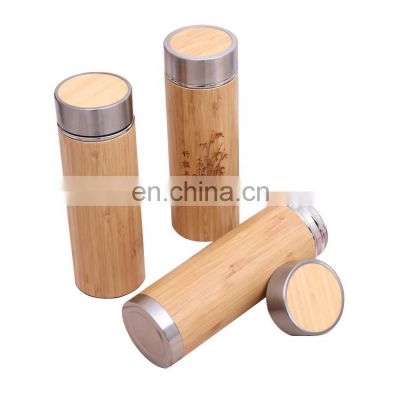 New Design Stainless Steel Drinking Bamboo Bottle Water with Lid