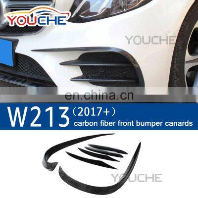 6 pcs/set carbon fiber front splitter air canards for Mercedes Benz E class W213 2017 2018