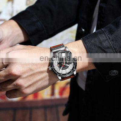 Curren 8374 Nice Quartz Watches for Men Analog Fashion Leather Unusual Custom Brand Watch photo-5
