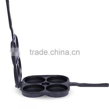 cast iron double sided 4 holes fry pan non-stick cookware set