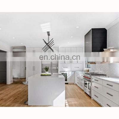 Modern minimalist white solid wood kitchen counters and cabinets lacquer design white gloss frameless kitchen units