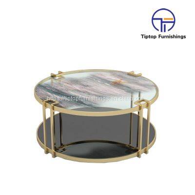 Living Room Furniture High End Stainless Steel Luxury Marble Top Coffee Table