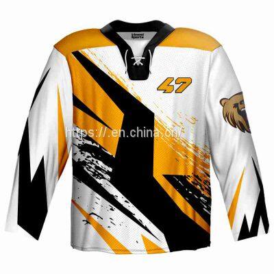 sublimated 100% superior polyester ice hockey jersey from best factory