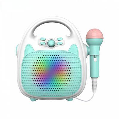 Blue Tooth Kids Music Player Box Machine Speaker with Microphone Girls Boys Portable LED Light Karaoke RGB Speaker