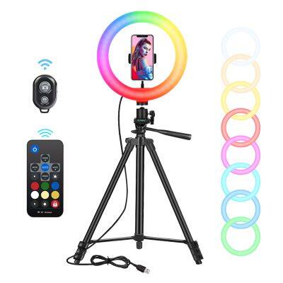 Amazon Best Selling 10 Inch Light Weight RGB Ring Light with Tripod Stand Fill light for Make Up