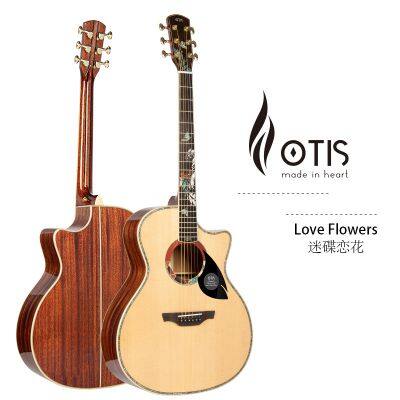 Otis 41inch Good Quality Solid Folk Guitar Premium Acoustic Guitar Wooden Guitar Guangdong Factory Love Flowers