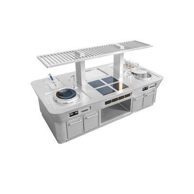 Роскошная индукционная комбинированная плита для открытого кухонного угла с верхним полкой