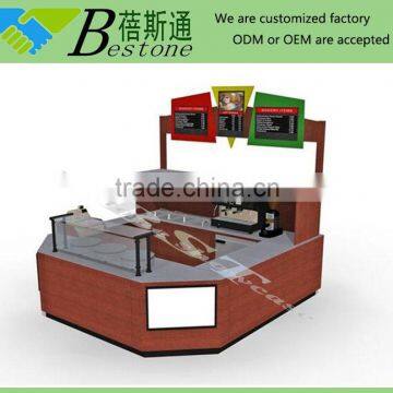 Custom made retail juice bar design, commercial wooden bar counter for sale