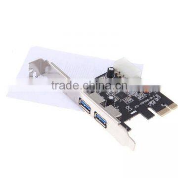 2-Port SuperSpeed USB 3.0 PCI-E PCIE PCI Express 4-pin IDE Connector Adapter usb3.0 Add On Card Low Profile