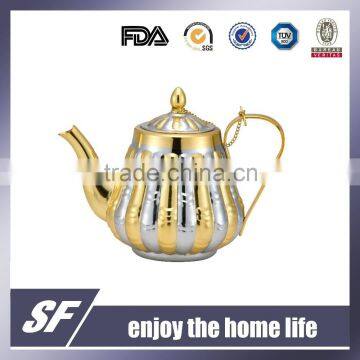 Side Handle Arabian Chromium Plating and Gold Plating Stainless Steel Tea Kettle/Tea Pot(SF-7806 SG)