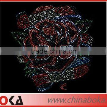 Rhinestone flower pattern hot fix motif for t-shirt