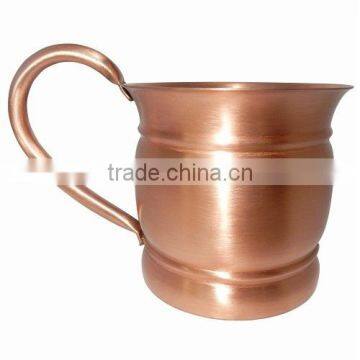 COPPER OLD FASHION MUG 14 Oz. SMOOTH WITH COPPER QUESTION SHAPE HANDLE