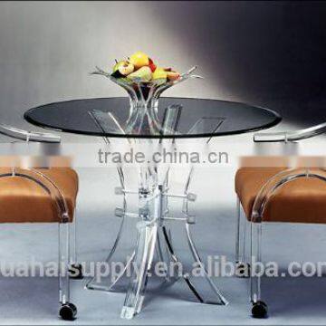 simple graceful leisure table and chair with Wheel acrylic furniture