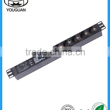 19''German Type Industrial 6 ways Smart Power Strip Socket PDU