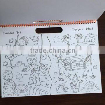 kids color painting book with handle /sticker sheet/ drawing sheet