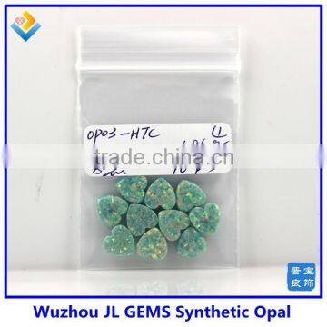 Synthetic Moon Yellow Light Green Machine Cut Heart Shape Opal Cabochon Make in China photo-3