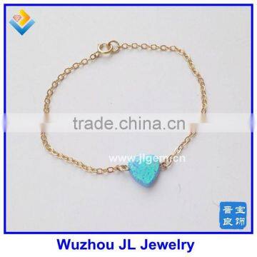 2016 Hot Sale Synthetic Opal Heart Opal Hamsa Silver Bracelet