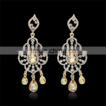 Stylish Retro Rhombus Crystal Ethnic Style Chandelier Earrings photo-2