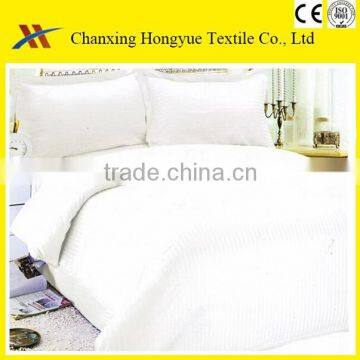 White Polyester microfiber fabric with stripes embossed designs for hotel bedding sets