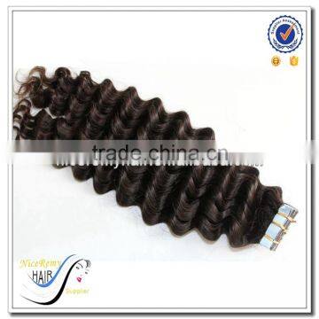 Wholesale tape hair extension 100 human hair brazilian deep wave hair