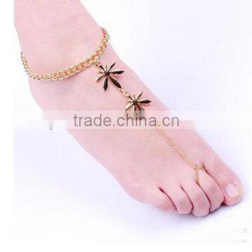 2016 new design flower Barefoot sandals anklet with toe ring