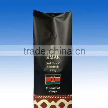 china machine made custom printed quad sealing square bottom roasted coffee bean bag