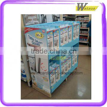 Pop Cardboard Pallet Display for Twin Draft Guard or for Curtains in Supermarkets